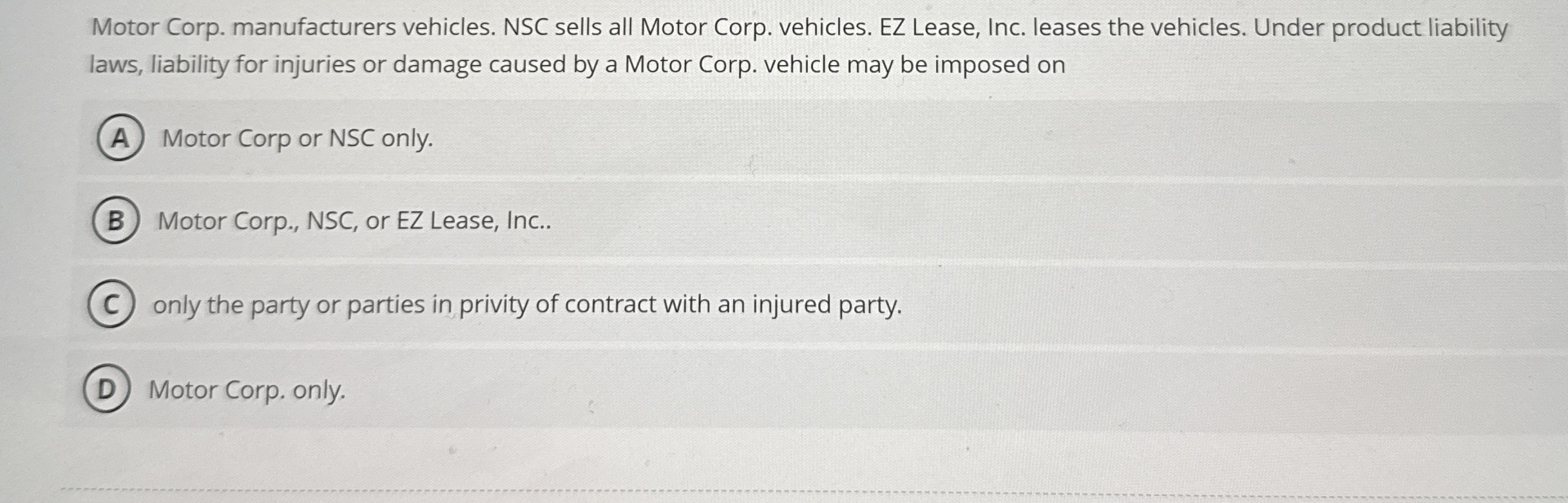 Motor Corp. manufacturers vehicles. NSC sells all