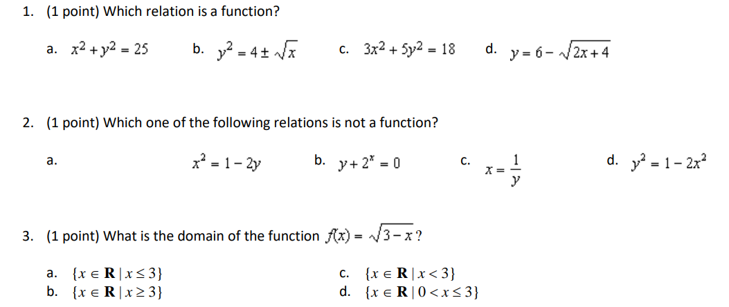 answer with explanation 1. (1 point) Which
