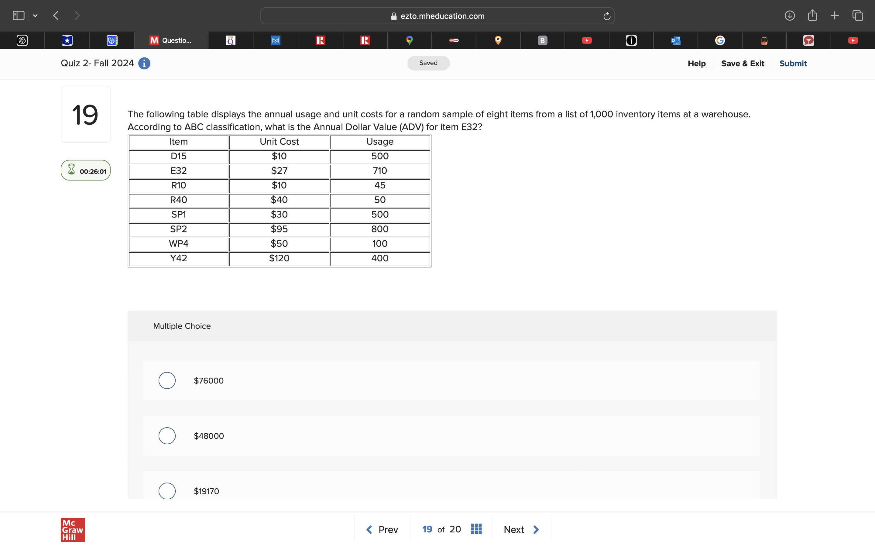 answer ezto.mheducation.com + M Question.. R R B