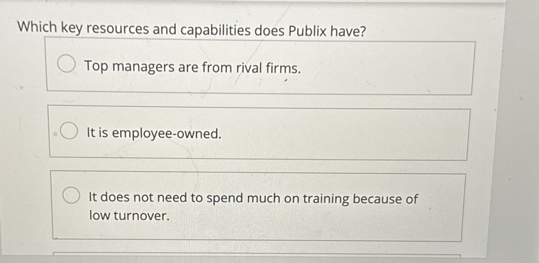 Which key resources and capabilities does Publix