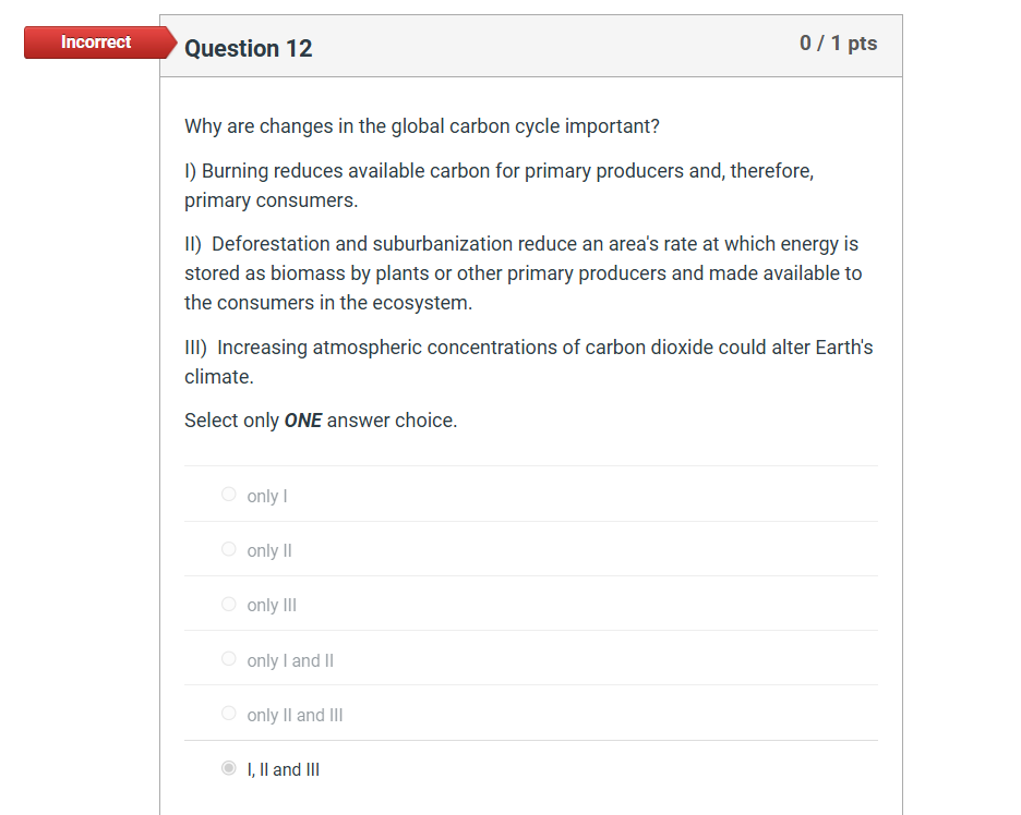 answer Incorrect Question 12 0 / 1 pts Why are