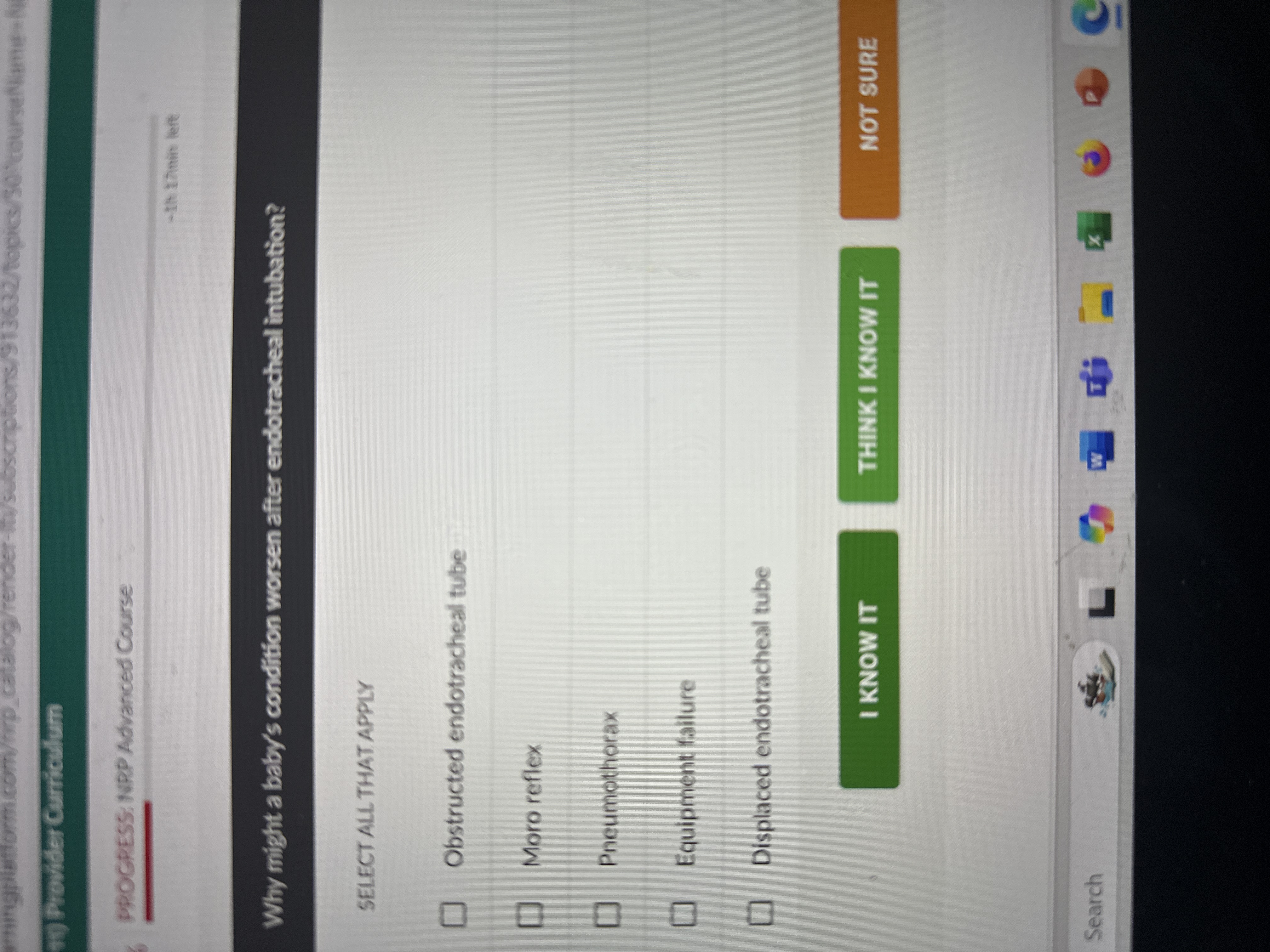 Answer ") Provider Curriculum PROGRESS: NRP