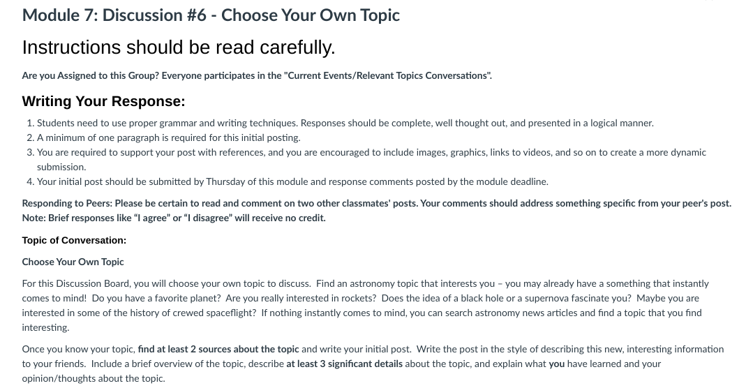 I need help with this assignment/ Discussion