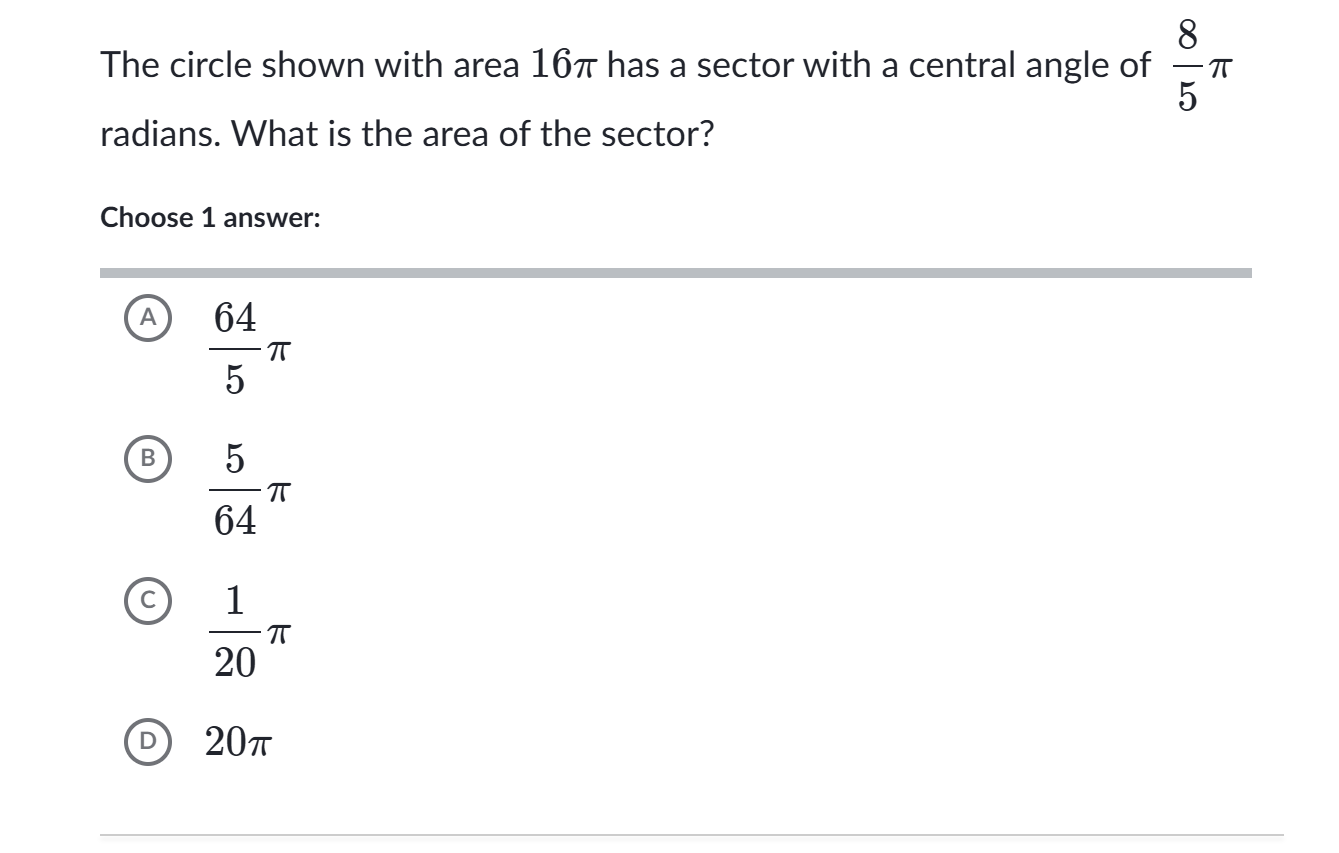 answer 8 The circle shown with area 167 has a