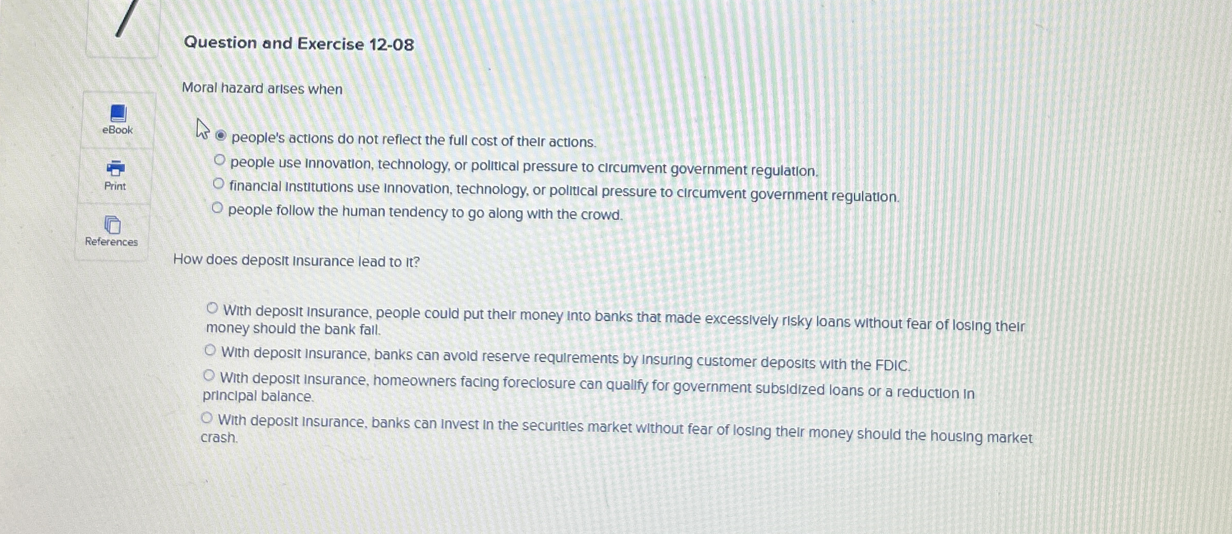 Question and Exercise 1 2 - 0 8 Moral hazard