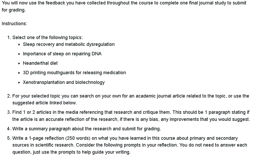 You will now use the feedback you have collected