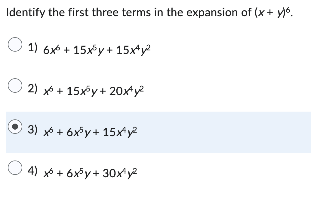 what is the answer Identify the first three terms