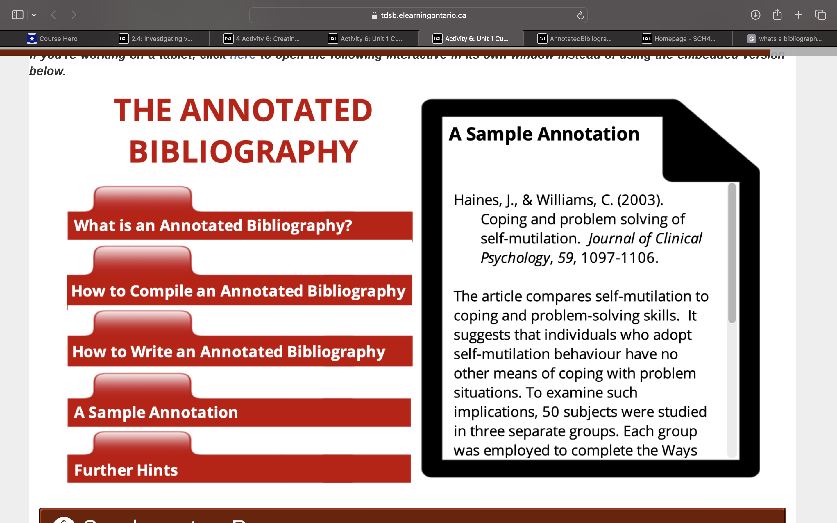 O v @ tdsb.elearningontario.ca RIS P e e vity 6: