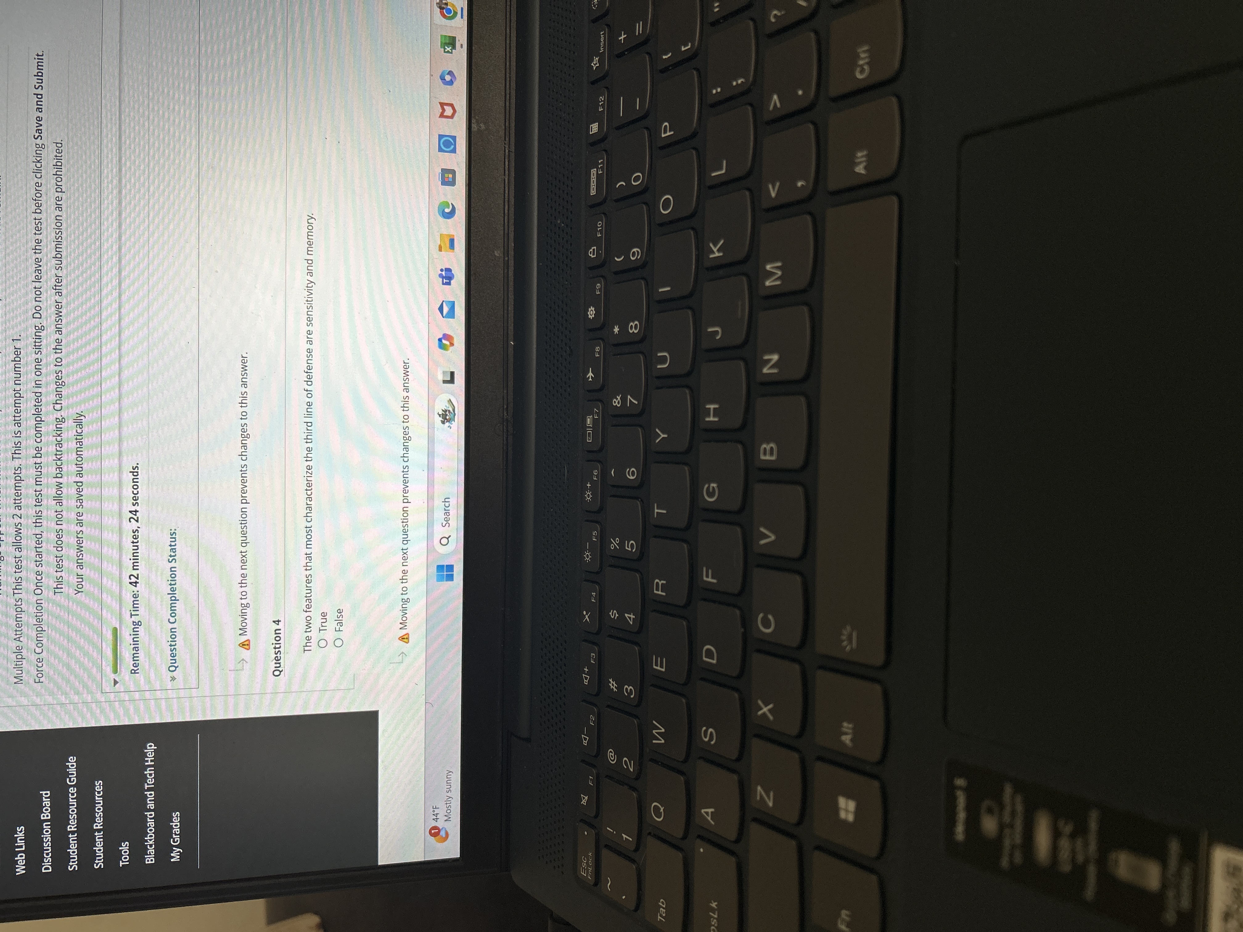 Answer Multiple Attempts This test allows 2