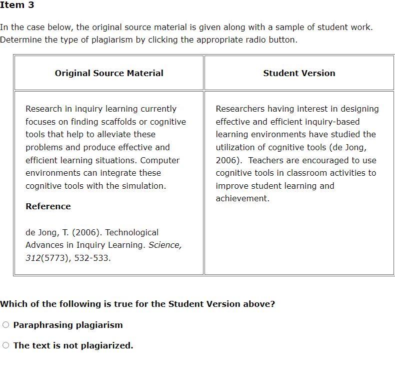 Item 3 In the case below, the original source
