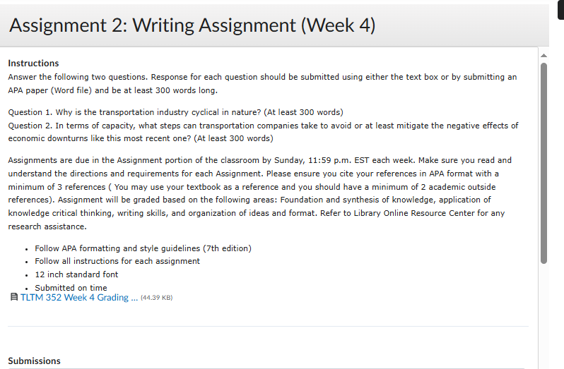 Assignment 2: Writing Assignment (Week 4)
