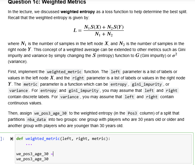 how would i do this 1: Question 1c: Weighted