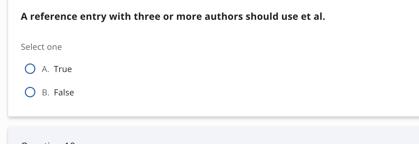 answer A reference entry with three or more