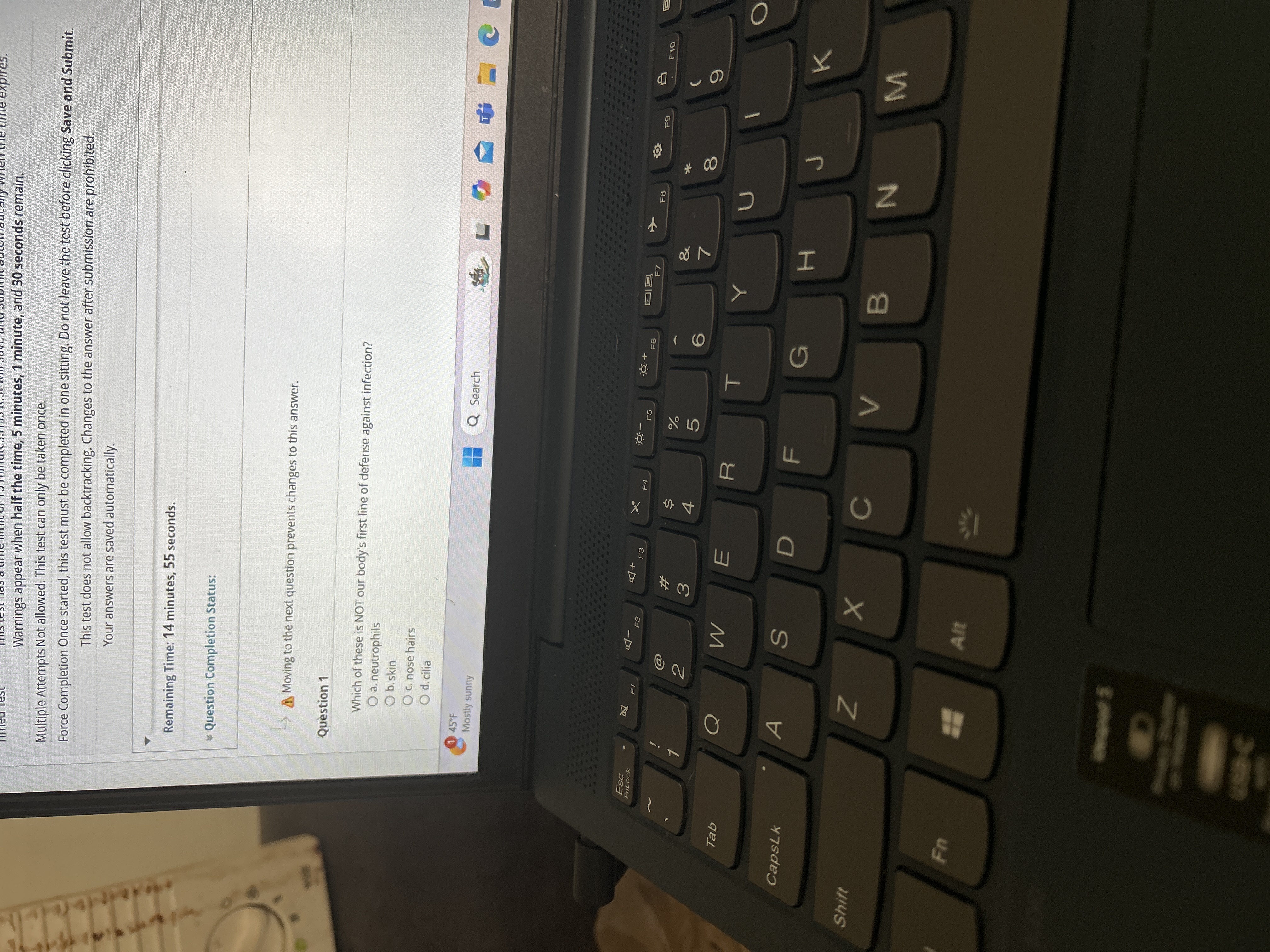 Answer Warnings appear when half the time, 5