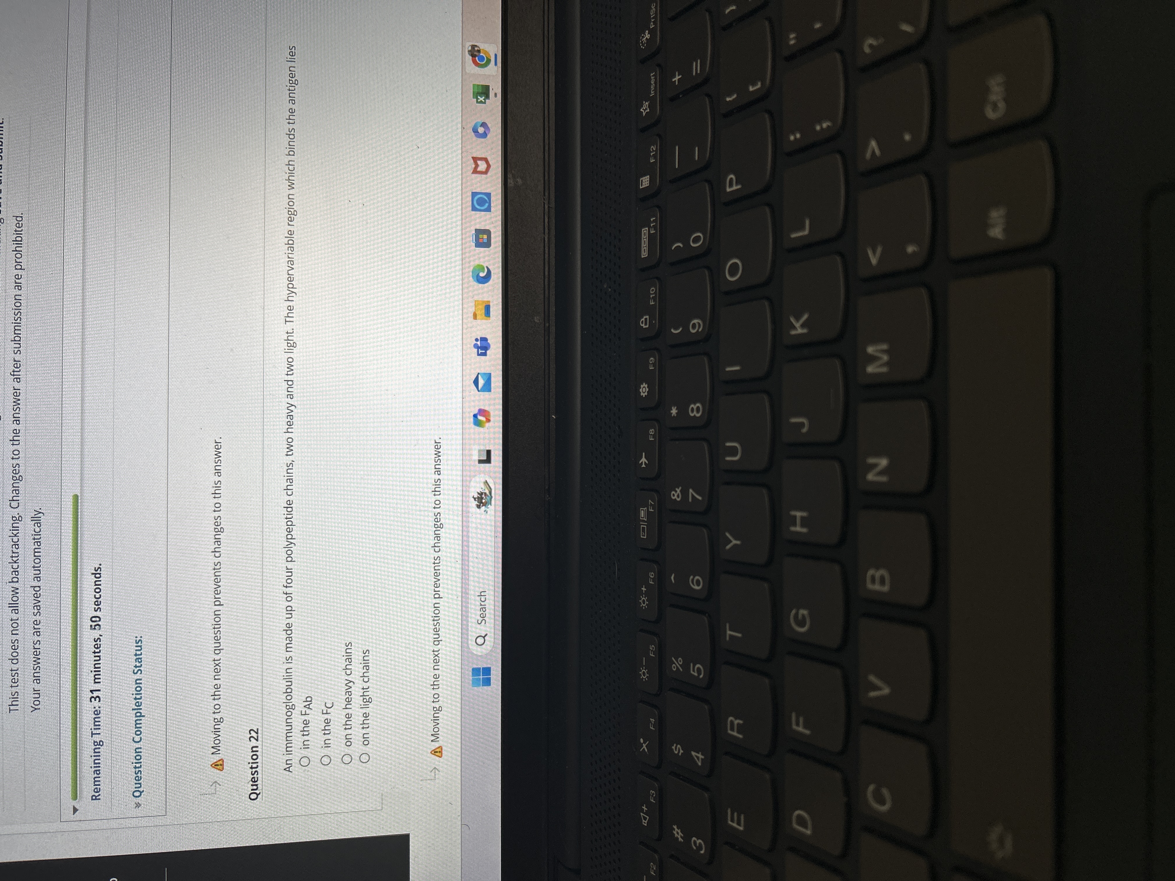 Answer This test does not allow backtracking.