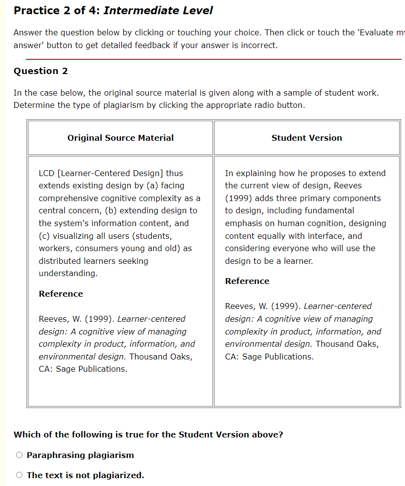 Practice 2 of 4: Intermediate Level Answer the