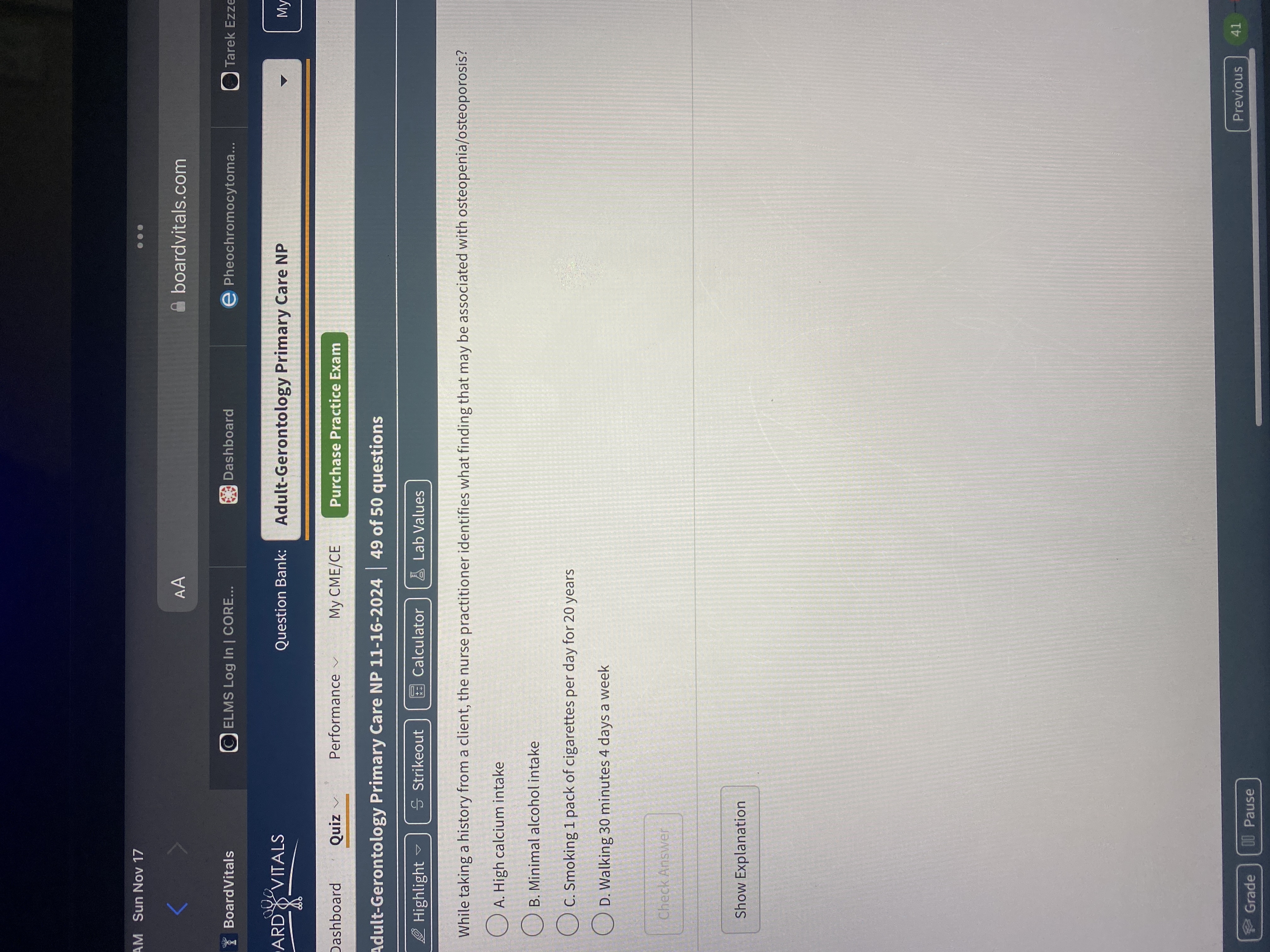 Answer AM Sun Nov 17 . . . AA boardvitals.com