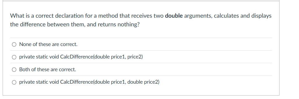anwwer What is a correct declaration for a method