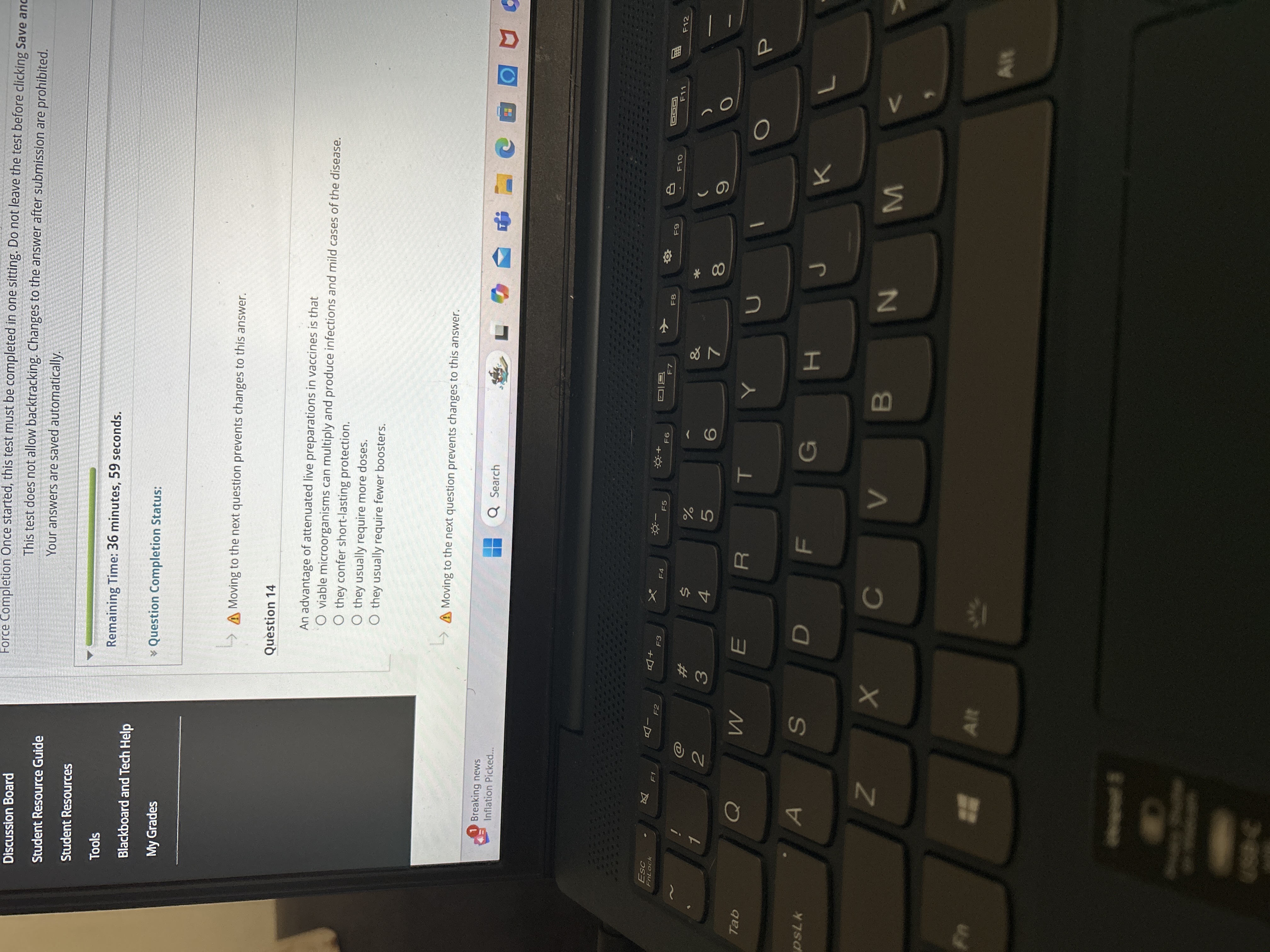 Answer Force Completion Once started, this test