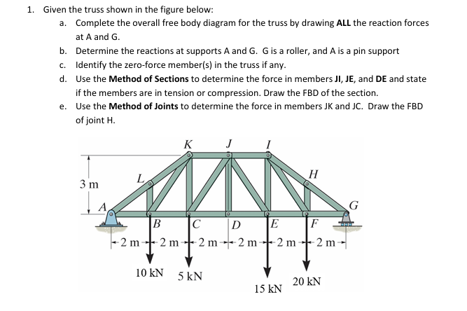 answer 1. Given the truss shown in the figure