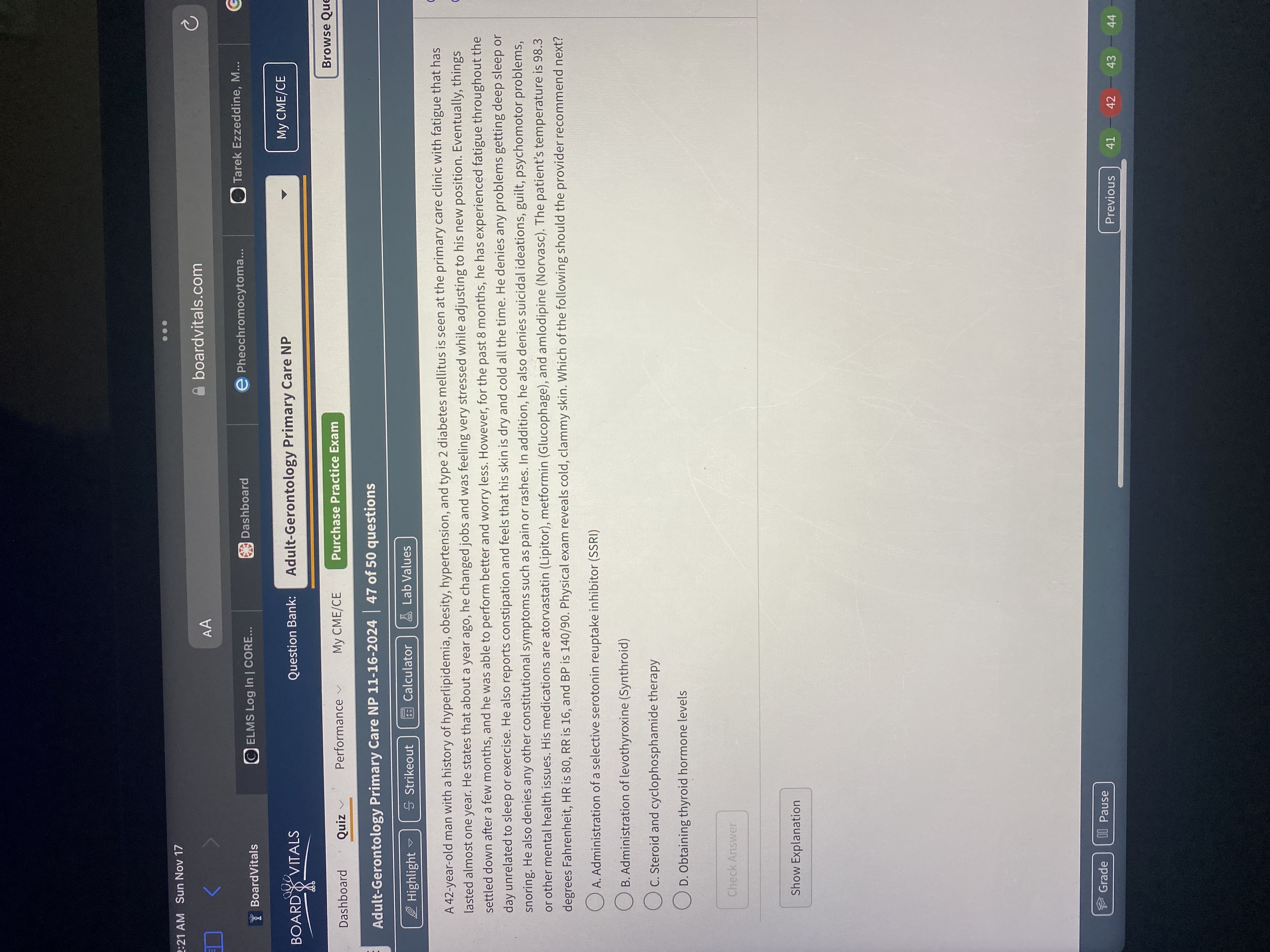 Answer . . . :21 AM Sun Nov 17 AA boardvitals.com