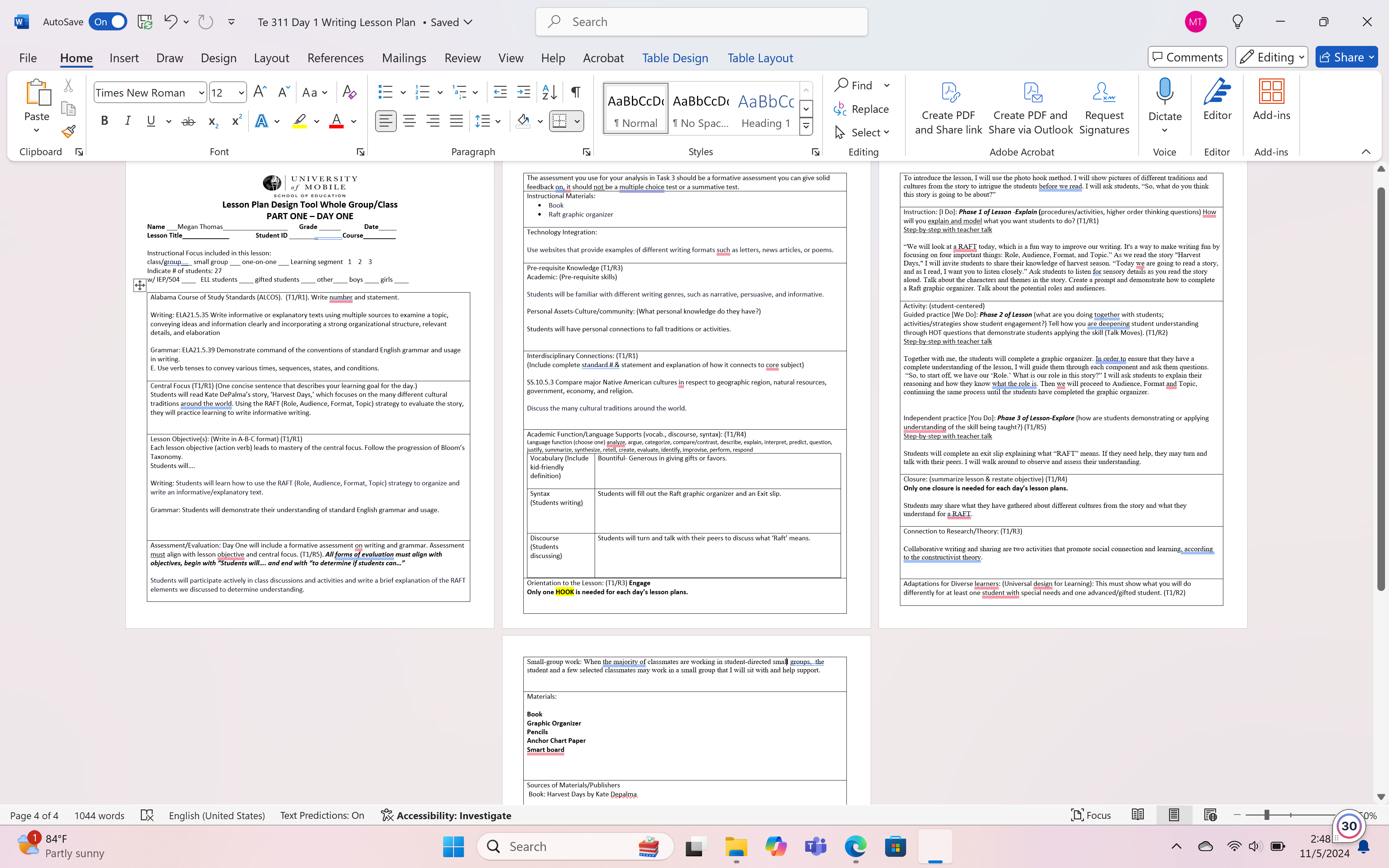 Using the lesson plans in the pictures below
