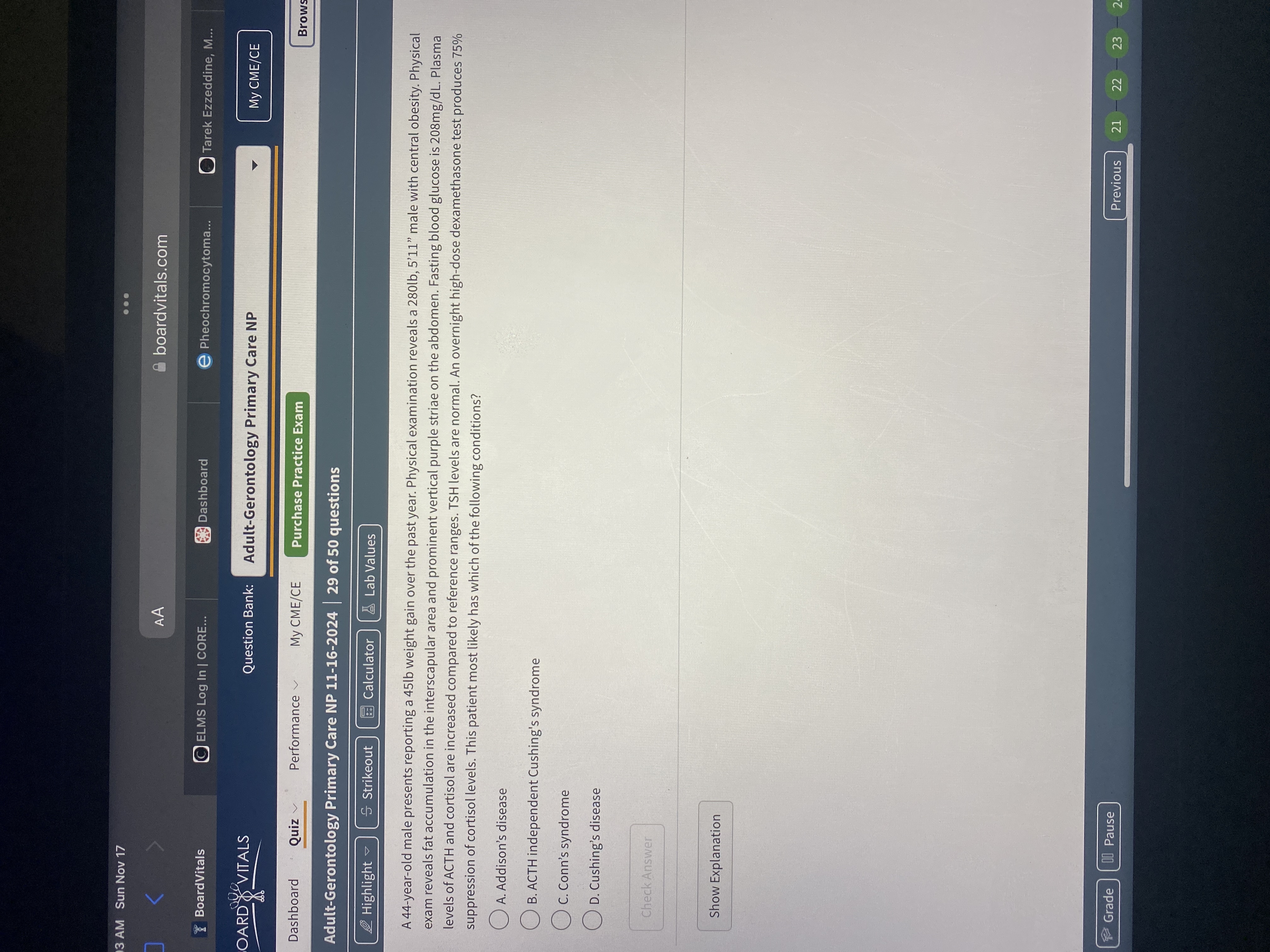 Answer 3 AM Sun Nov 17 . . . AA boardvitals.com