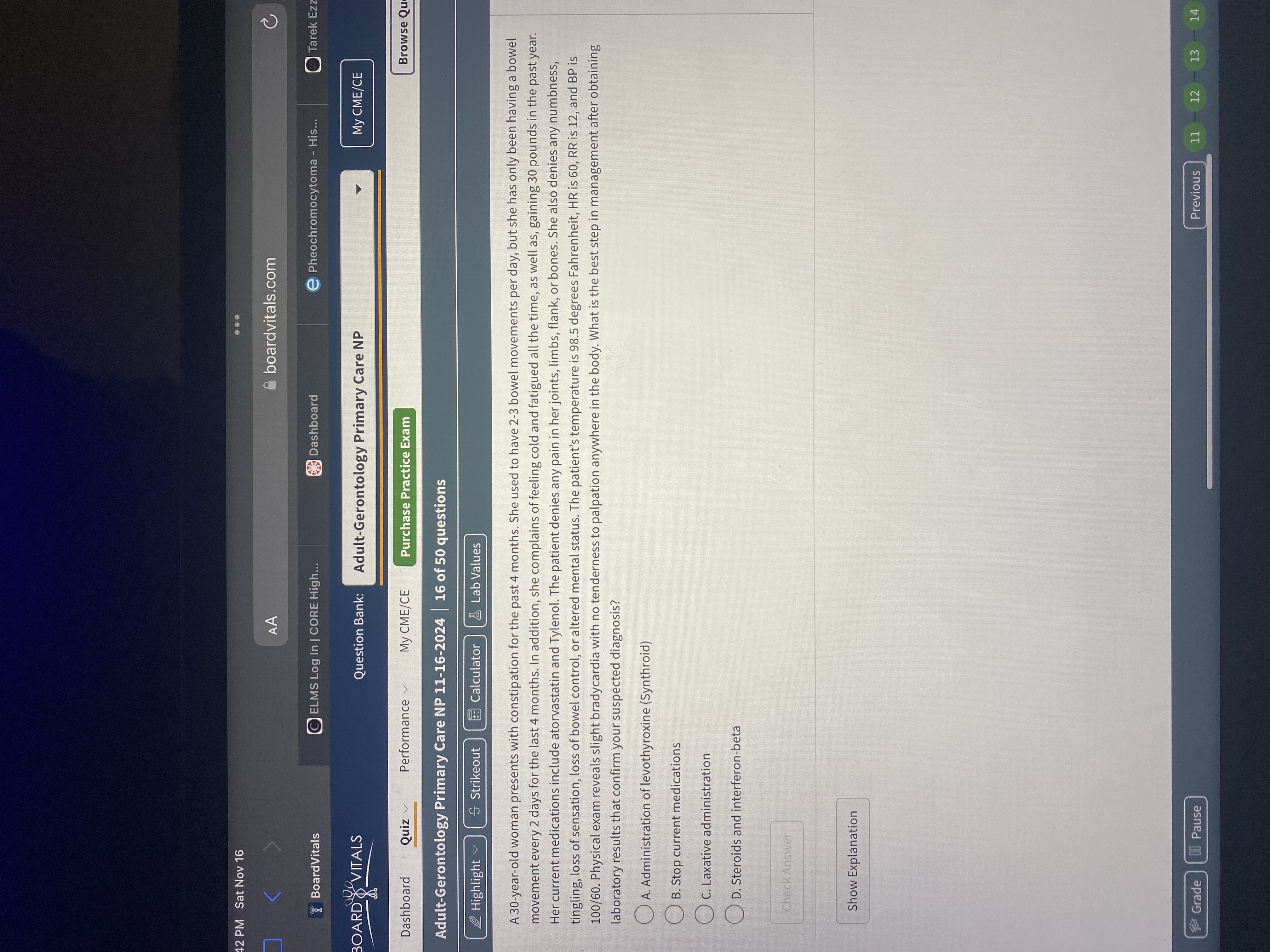 Answer 12 PM Sat Nov 16 . . . AA boardvitals.com