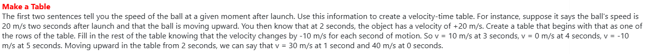 make a table for this Make a Table The first two