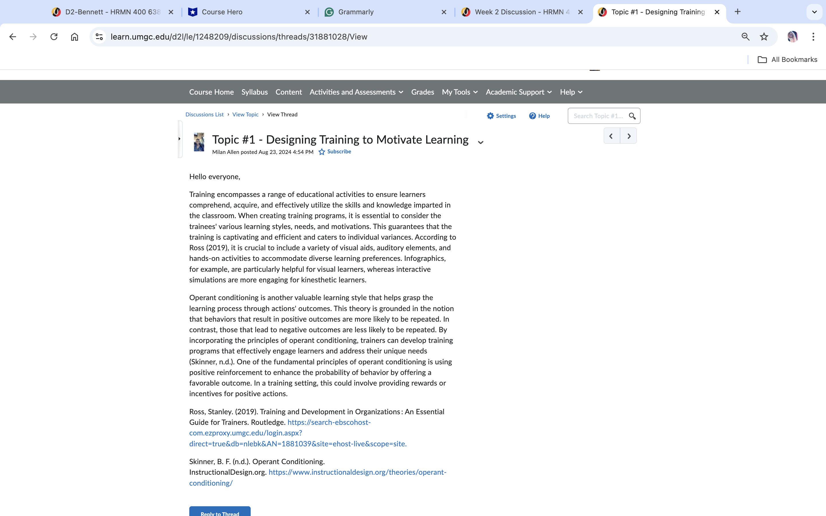 Respond to this discussion as a peer with