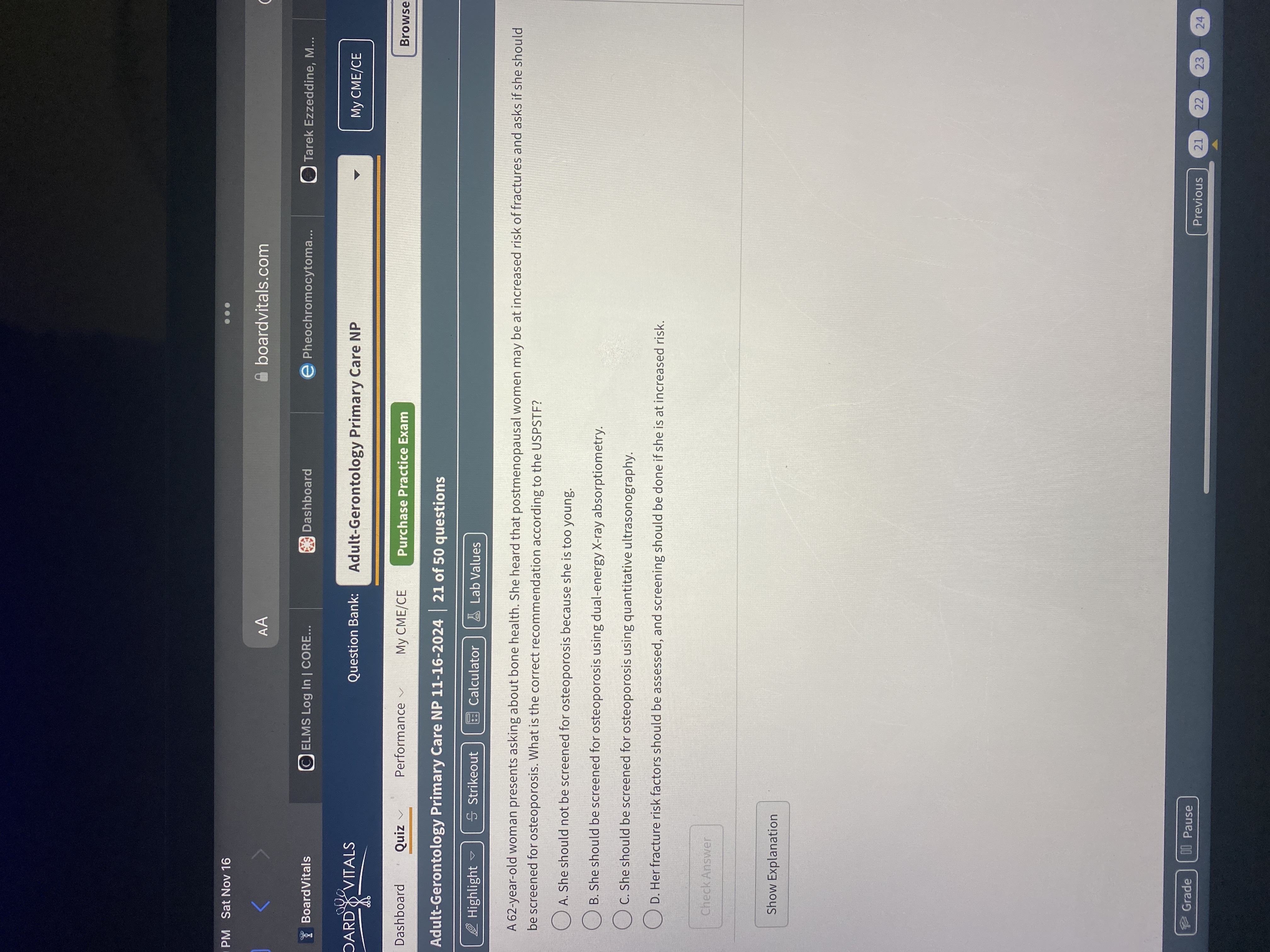 Answer PM Sat Nov 16 . . . AA boardvitals.com