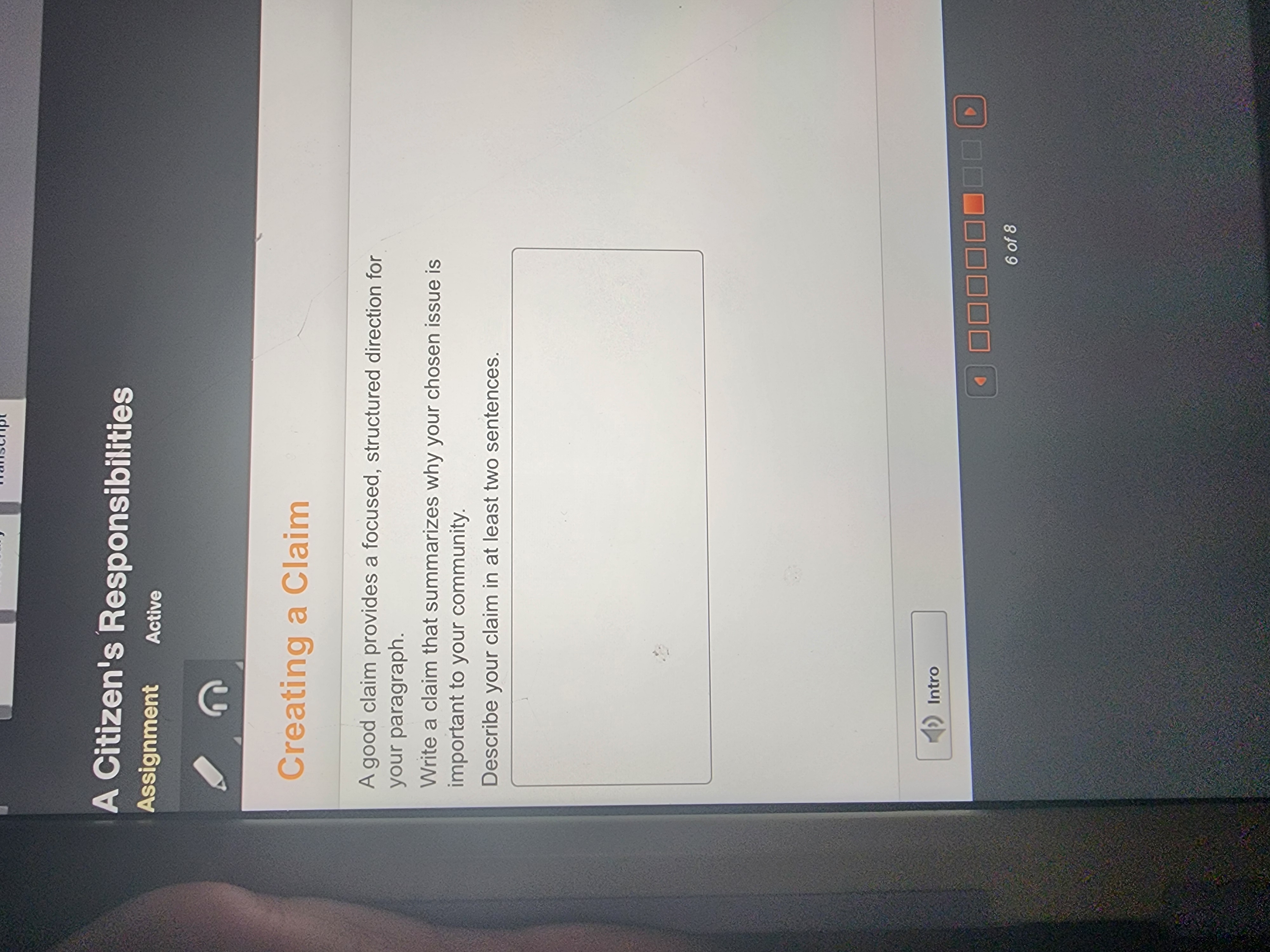 A Citizen's Responsibilities Assignment