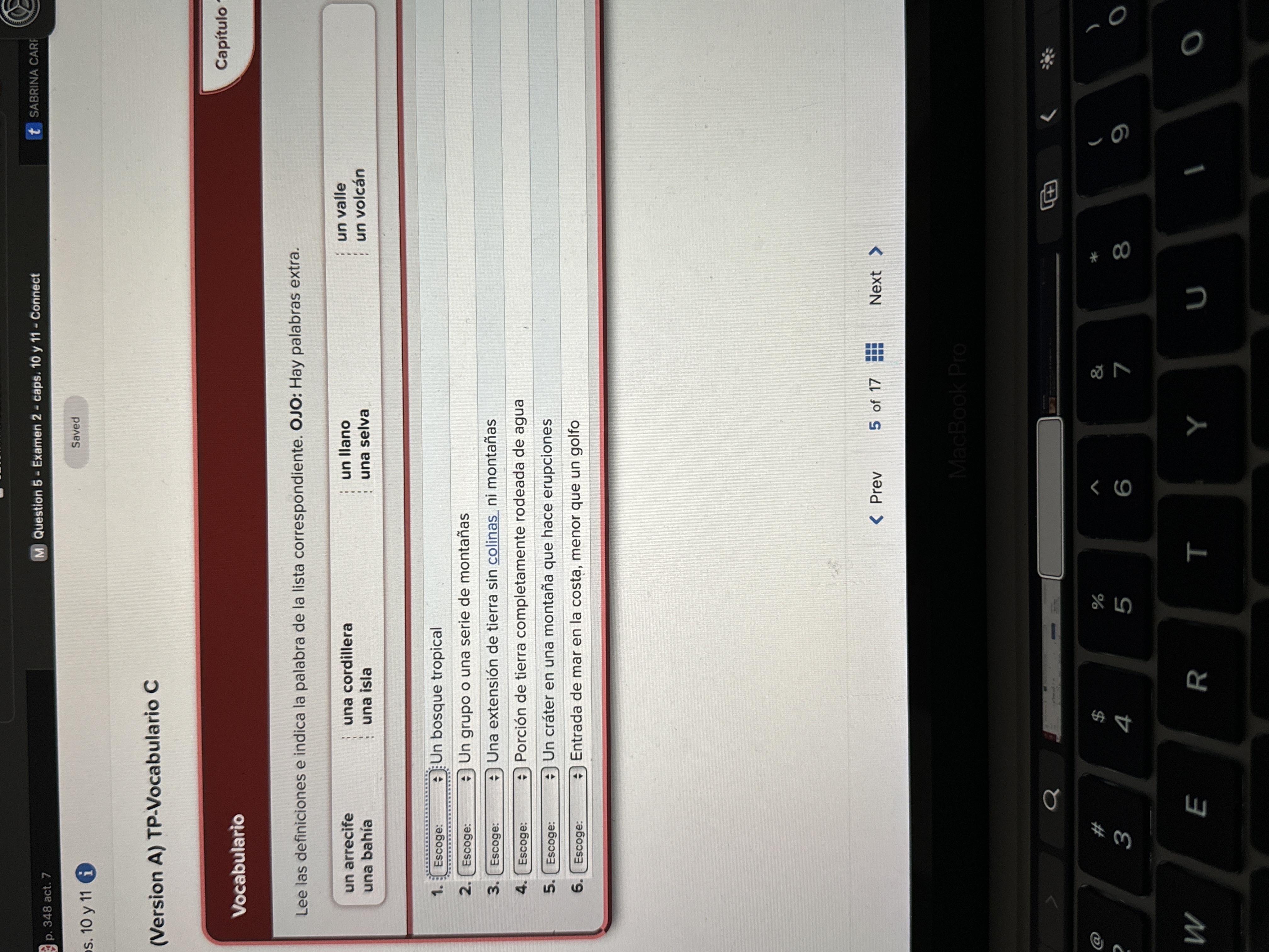 Answer . 348 act. 7 M Question 5 - Examen 2 -