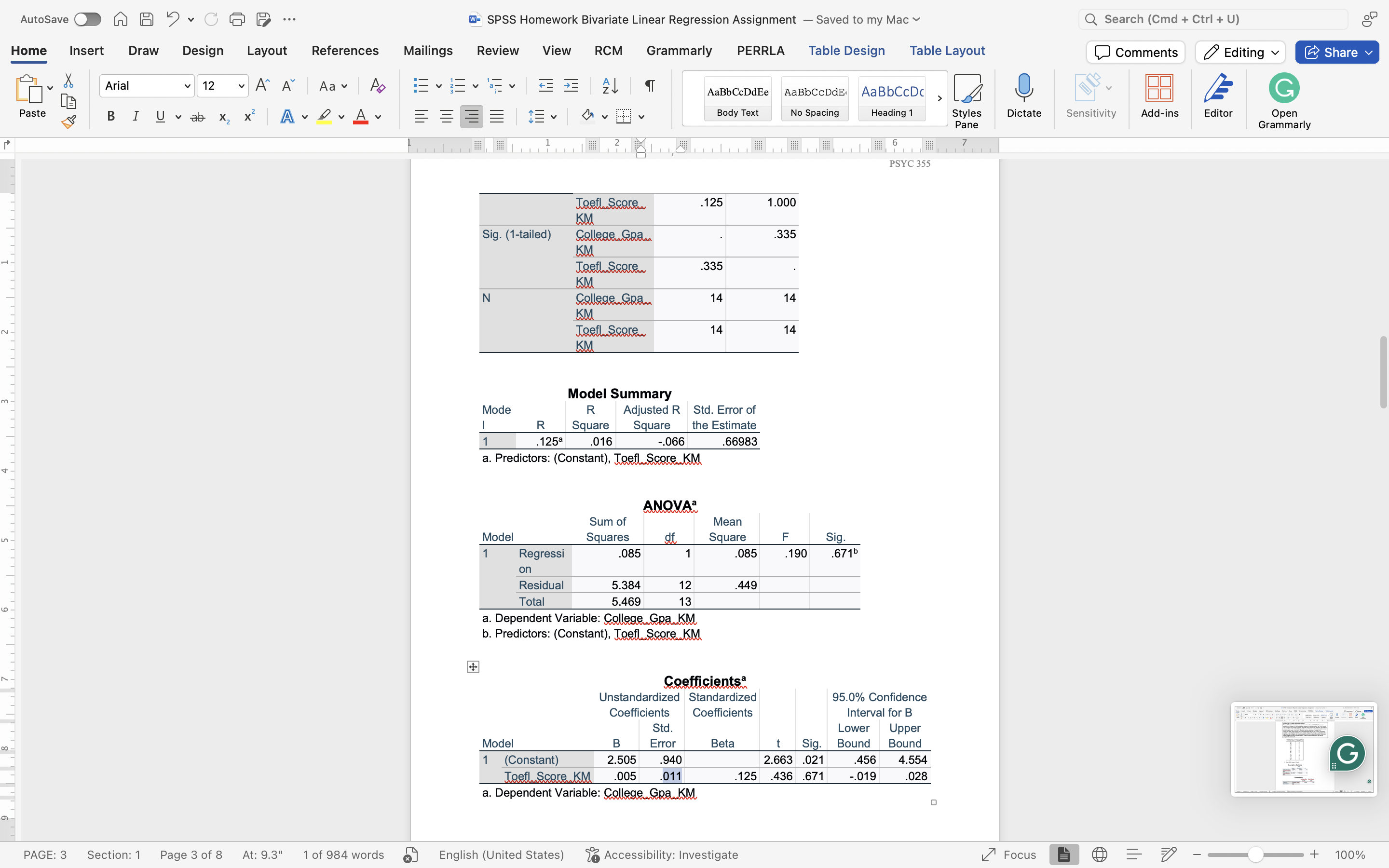 AutoSave O A A . CG 9 ... W= SPSS Homework