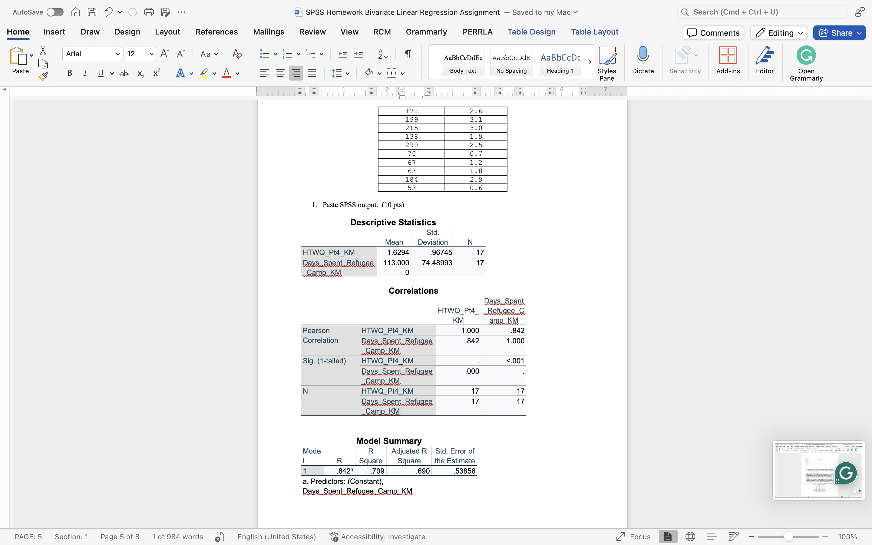 AutoSave O A A . CG 9 ... W= SPSS Homework