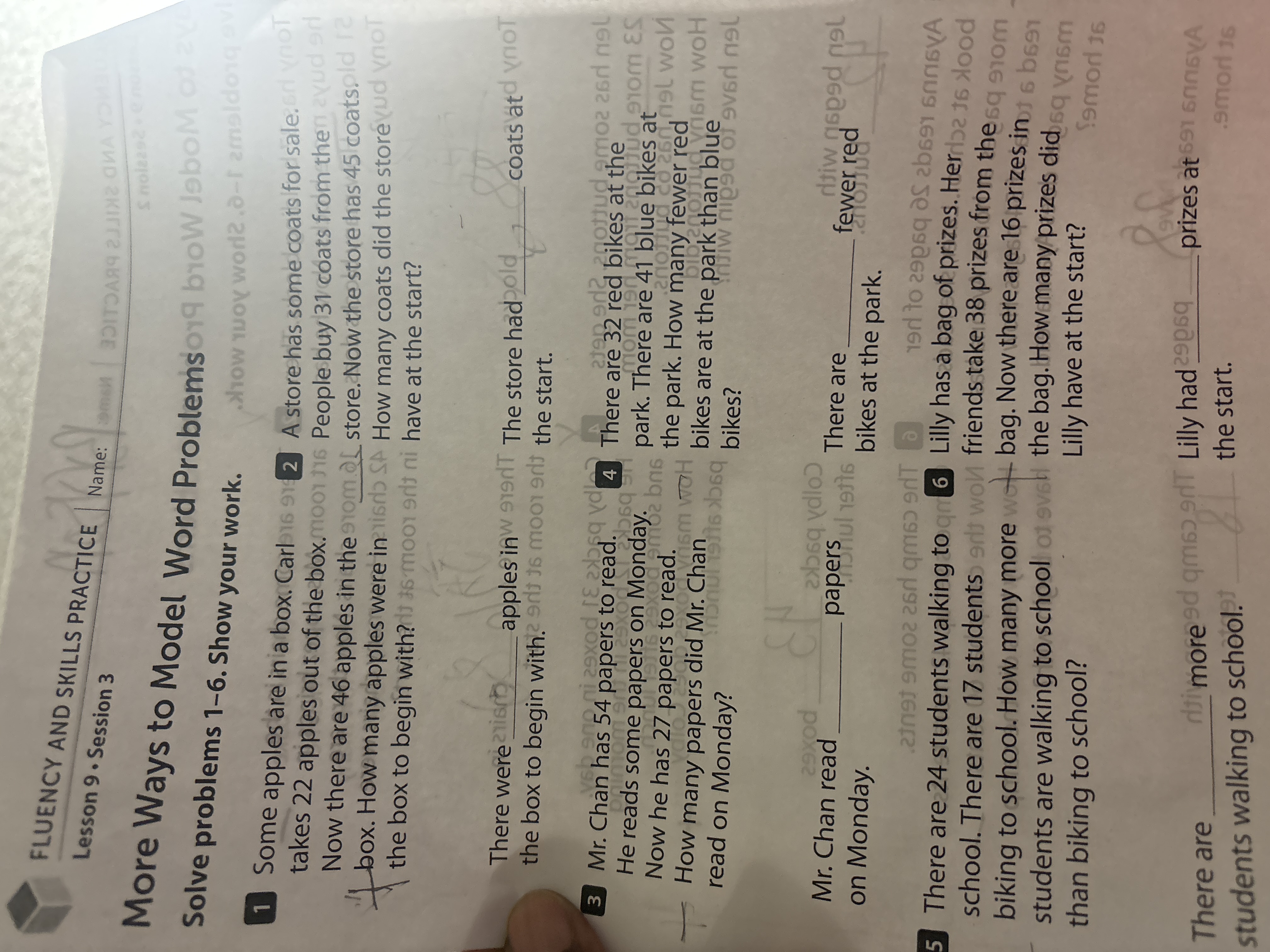 Answer FLUENCY AND SKILLS PRACTICE Lesson 9 .