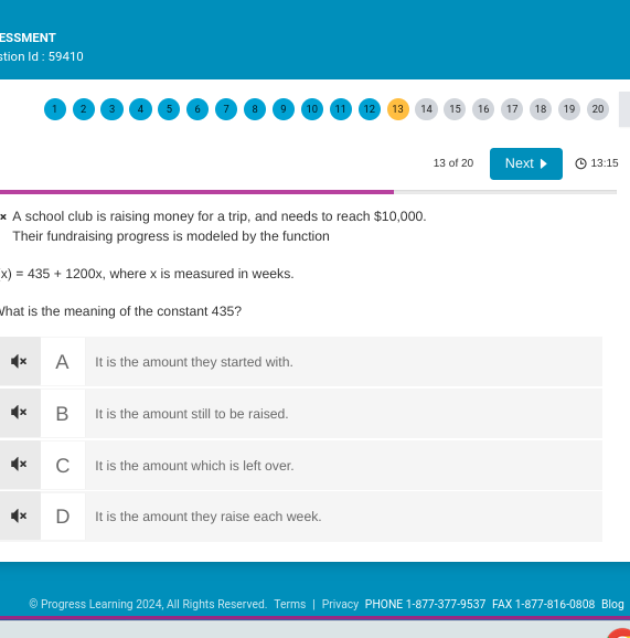 answer this ESSMENT stion Id : 59410 12 13 14 15