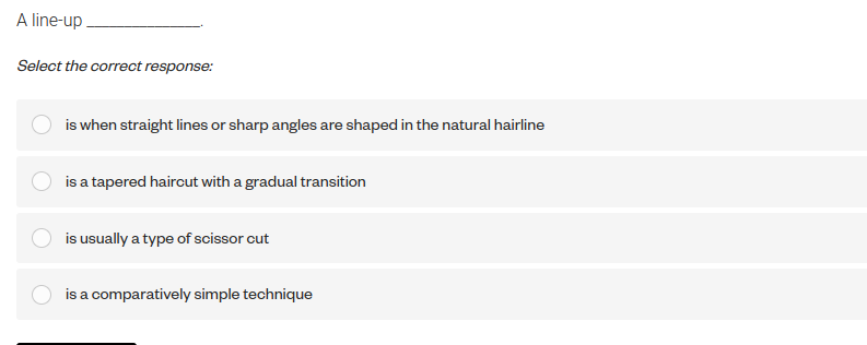 ansawer A line-up Select the correct response: is