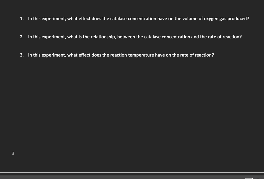 answer questions 1. In this experiment, what