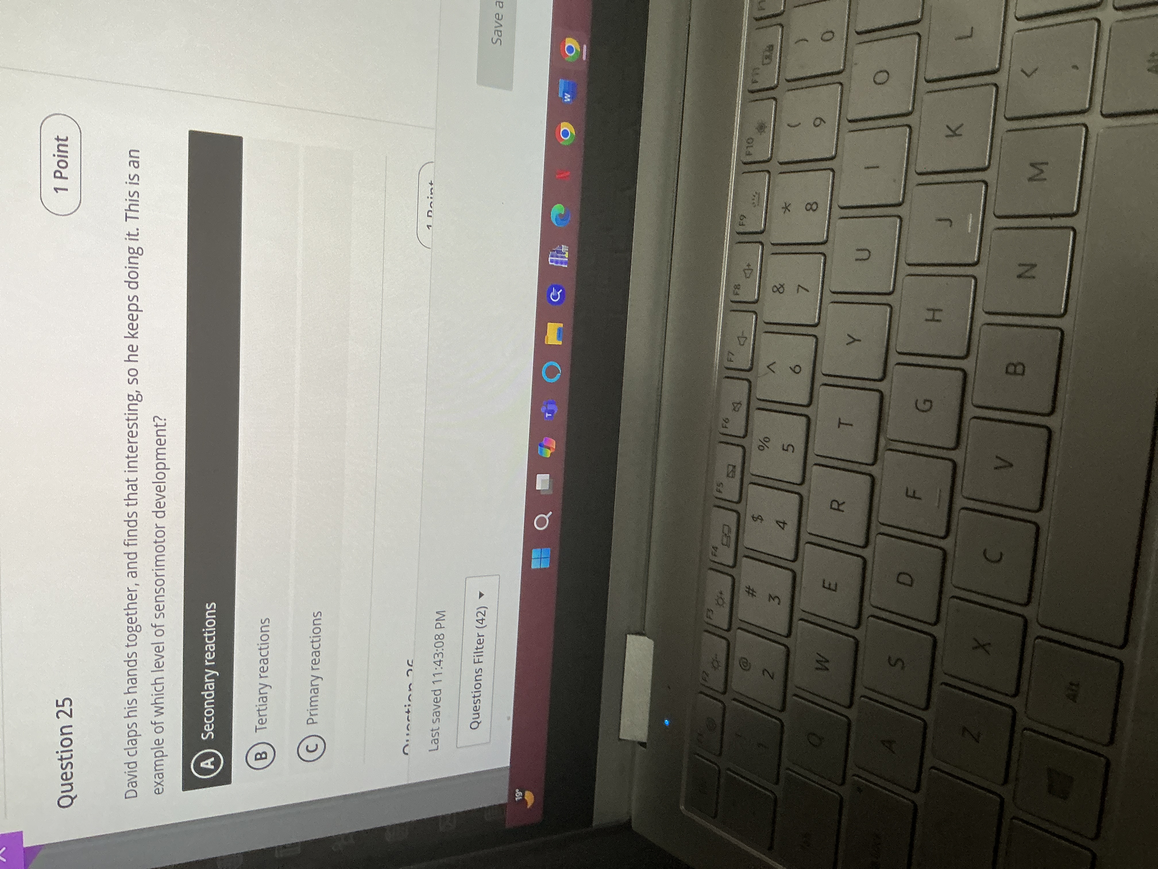 Answer 1 Point Question 25 David claps his hands