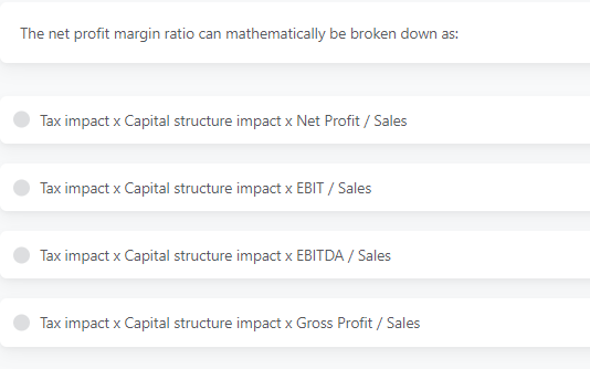 answer The net profit margin ratio can