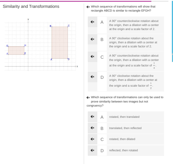 answer Similarity and Transformations (x Which