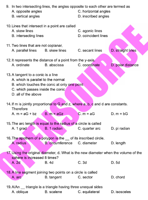 convert into word, choices and correct answer 9.