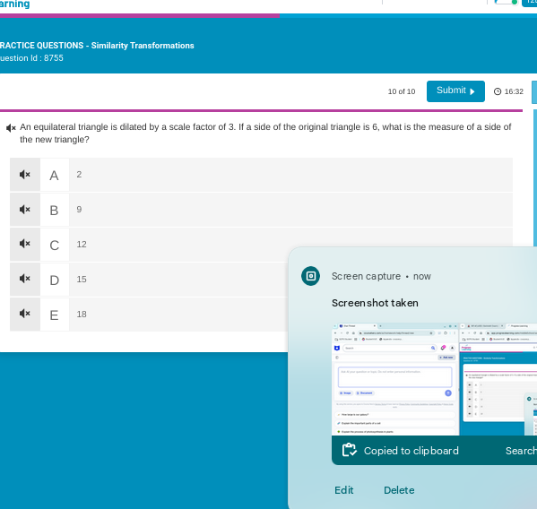 answer Arning RACTICE QUESTIONS - Similarity