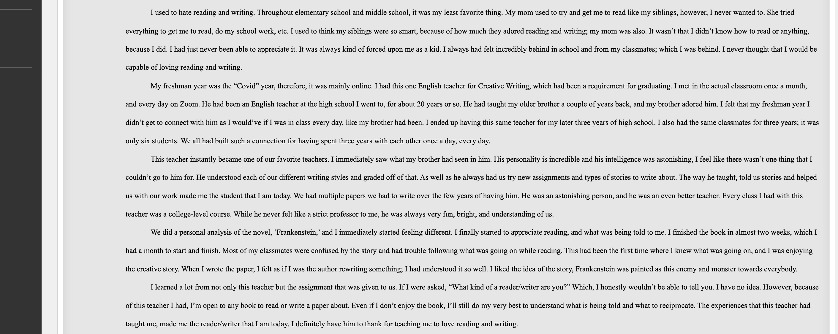 Read the essay below use the various critique