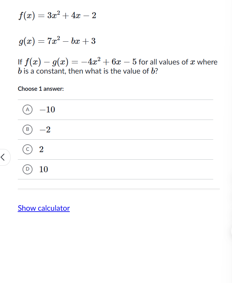 answer f(x) = 3z* + 4z 2 g(z) =T7z* br+3 if f(z)