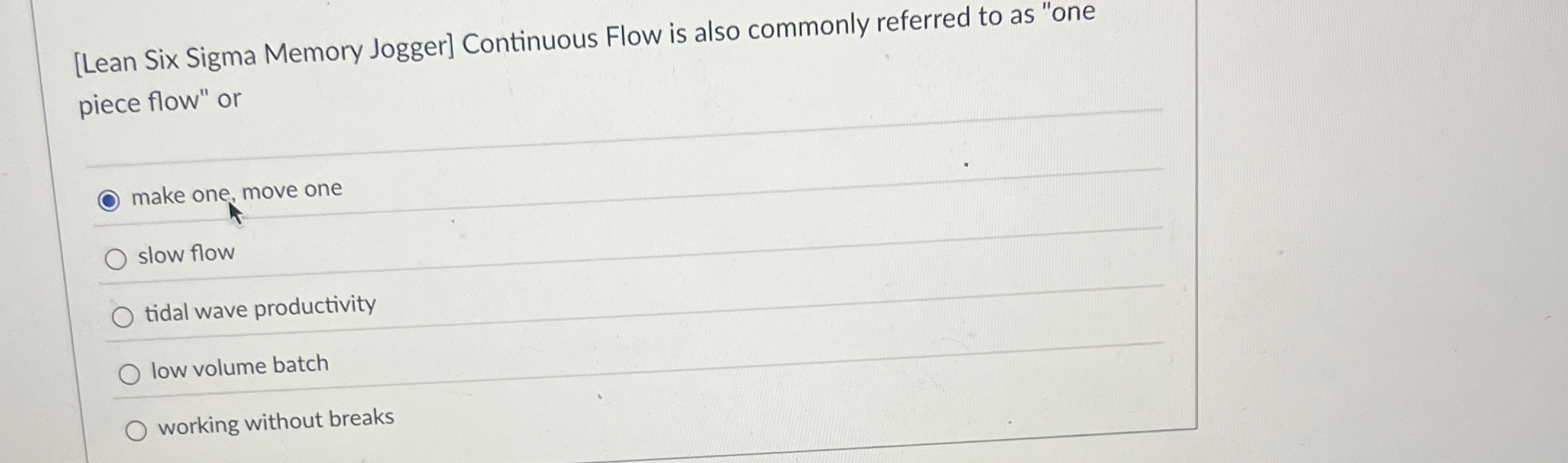 [ Lean Six Sigma Memory Jogger ] Continuous Flow