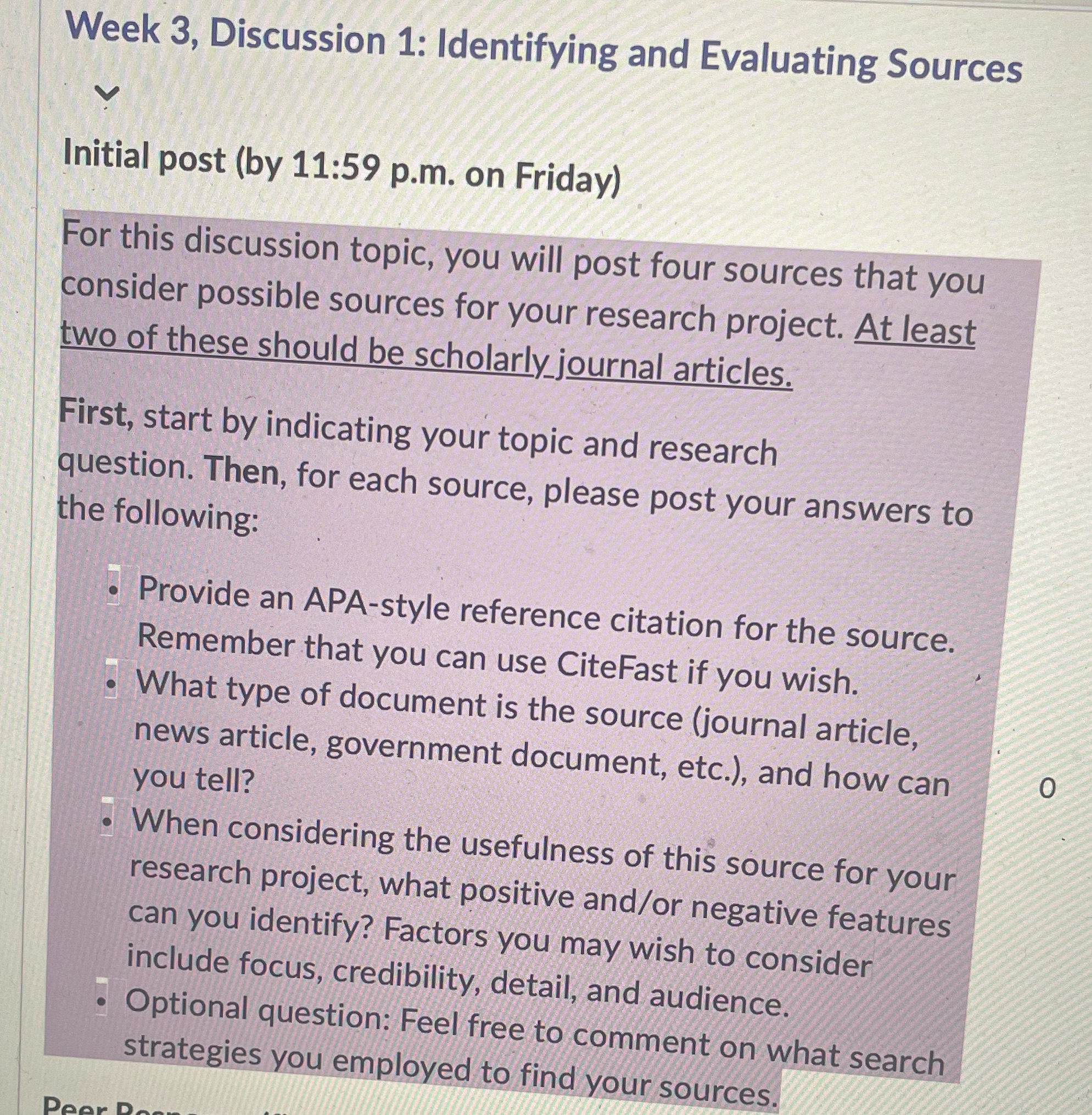 Week 3, Discussion 1: Identifying and Evaluating