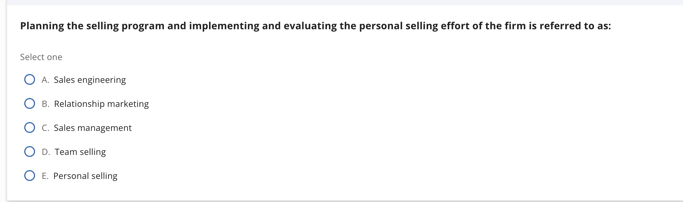 answer Planning the selling program and