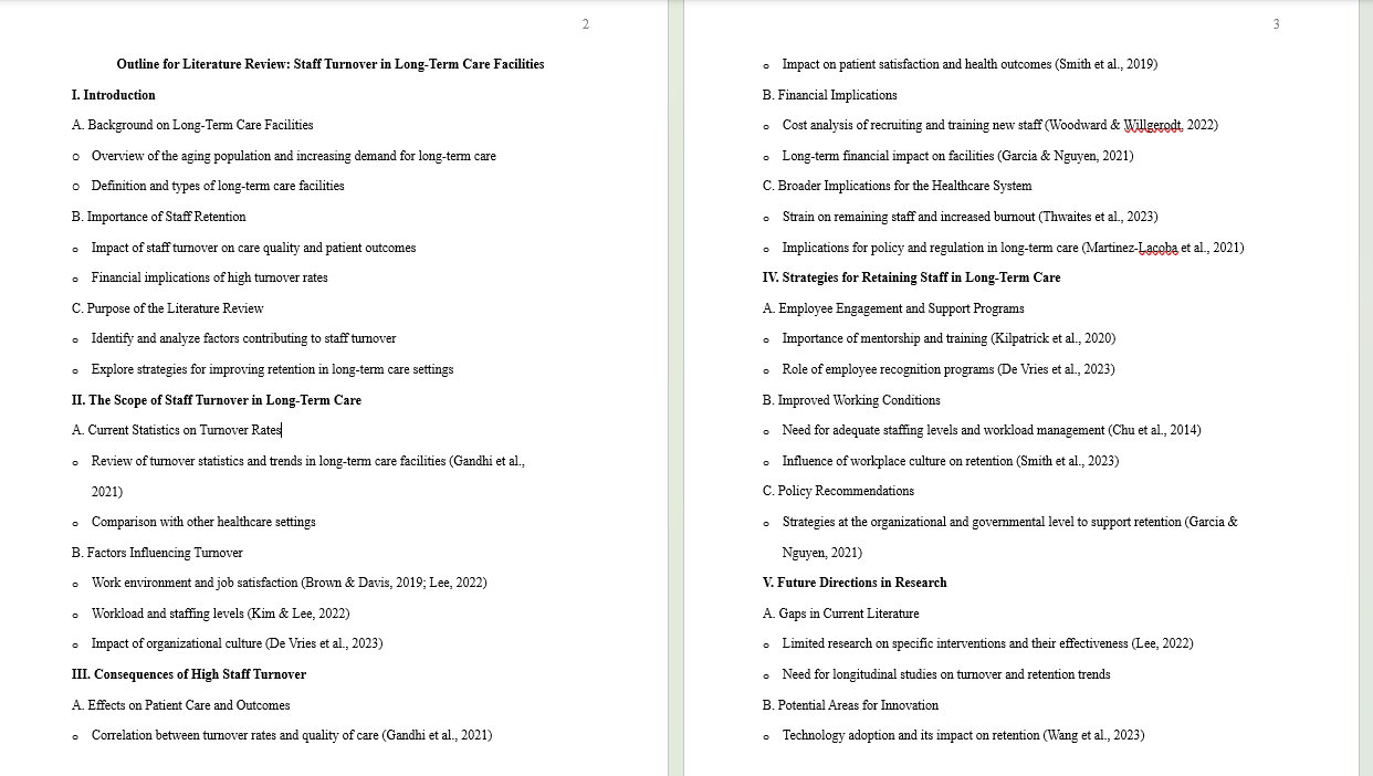 Using the outline created in attached outline,